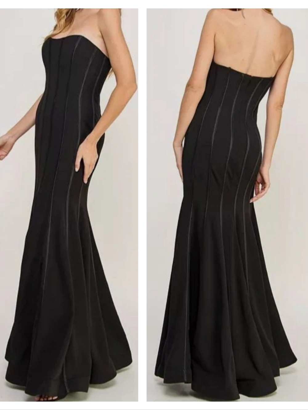 Xscape Women's Black Corset Strapless Gown Dress Size 10
